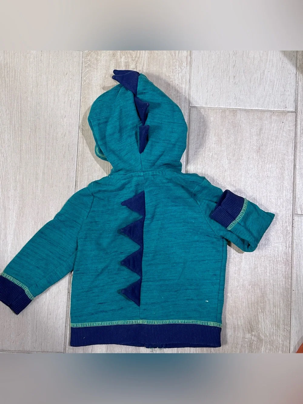 Kids Teal Dinosaur Hooded Zip-Up Sweatshirt